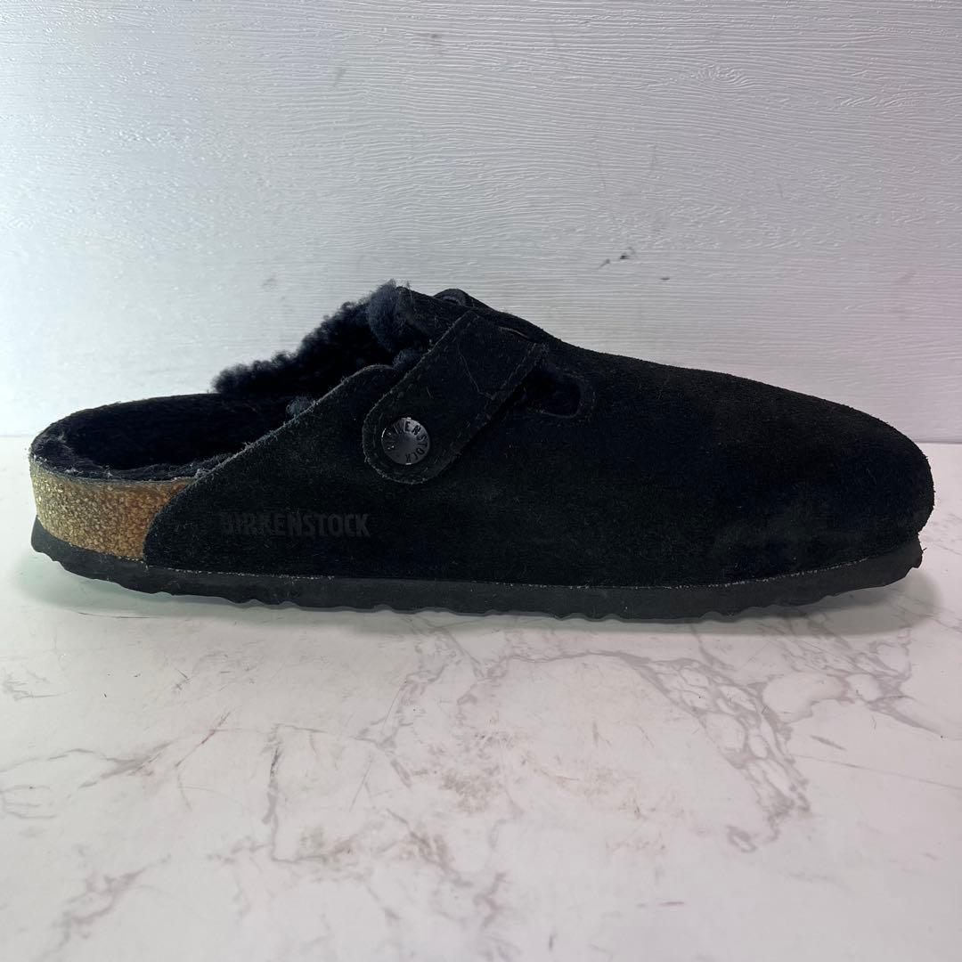 とこ【美品】ビルケンシュトック ボストン ボア付き 黒 39 25cm