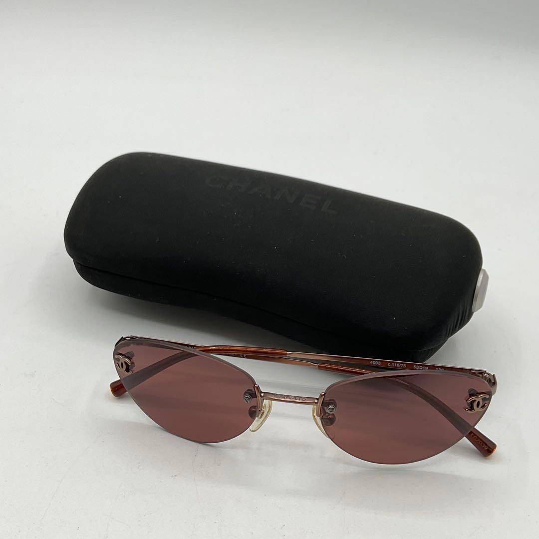 シャネル サングラス リムレス 4003 ブラウン メタル ココマーク