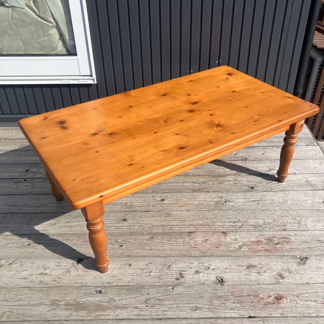 北欧レトロ 無垢材 パイン材 木製 センターテーブル カントリーテーブル 古家具