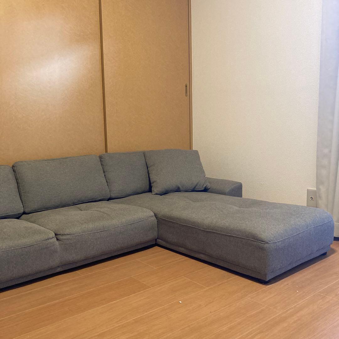 【迅速配送】DORIS ドリス 3人掛けL字型ローソファー クッション付き