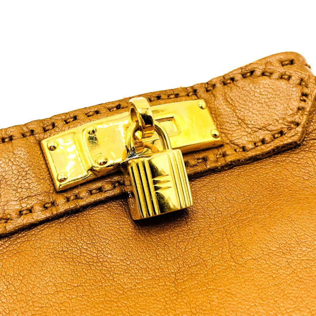 HERMES エルメス ラムスキン グローブ ケリー カデナ 手袋 ゴールド