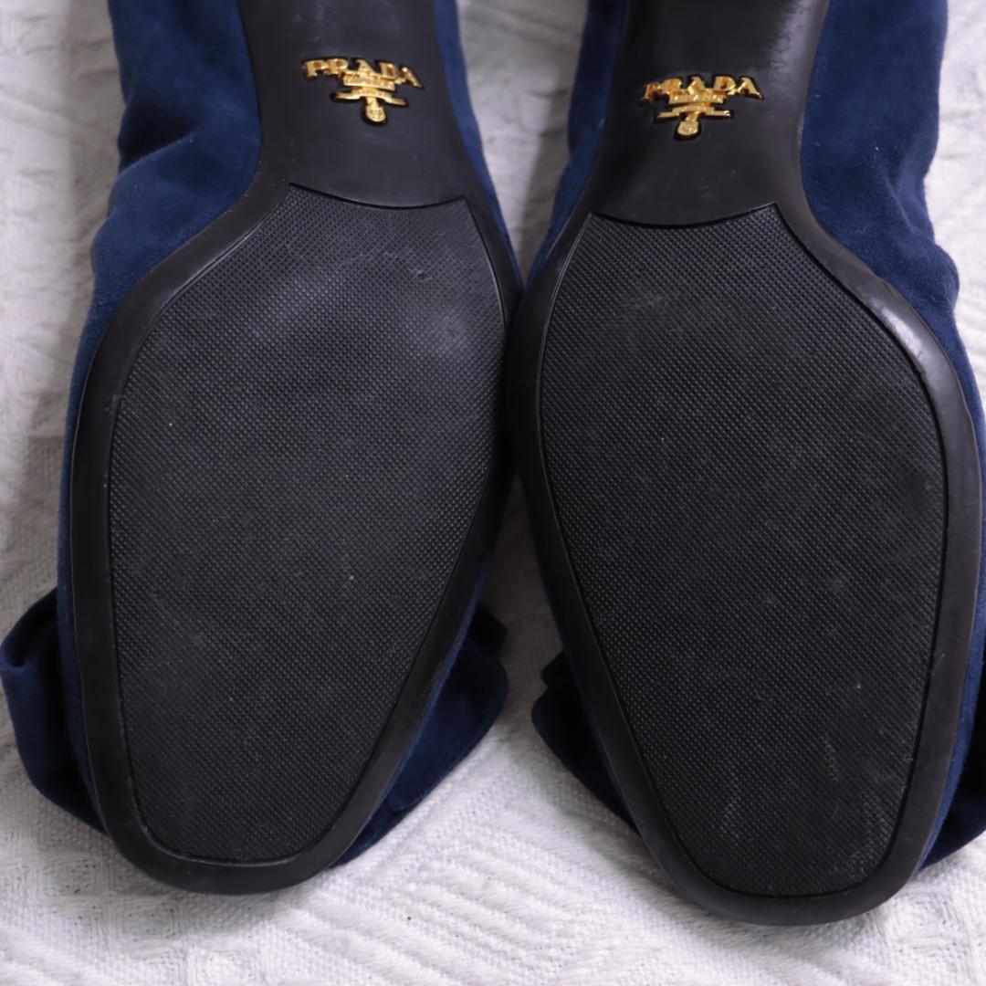 PRADA プラダ スエードレザー　ミュール　ヒール　リボン　パンプス