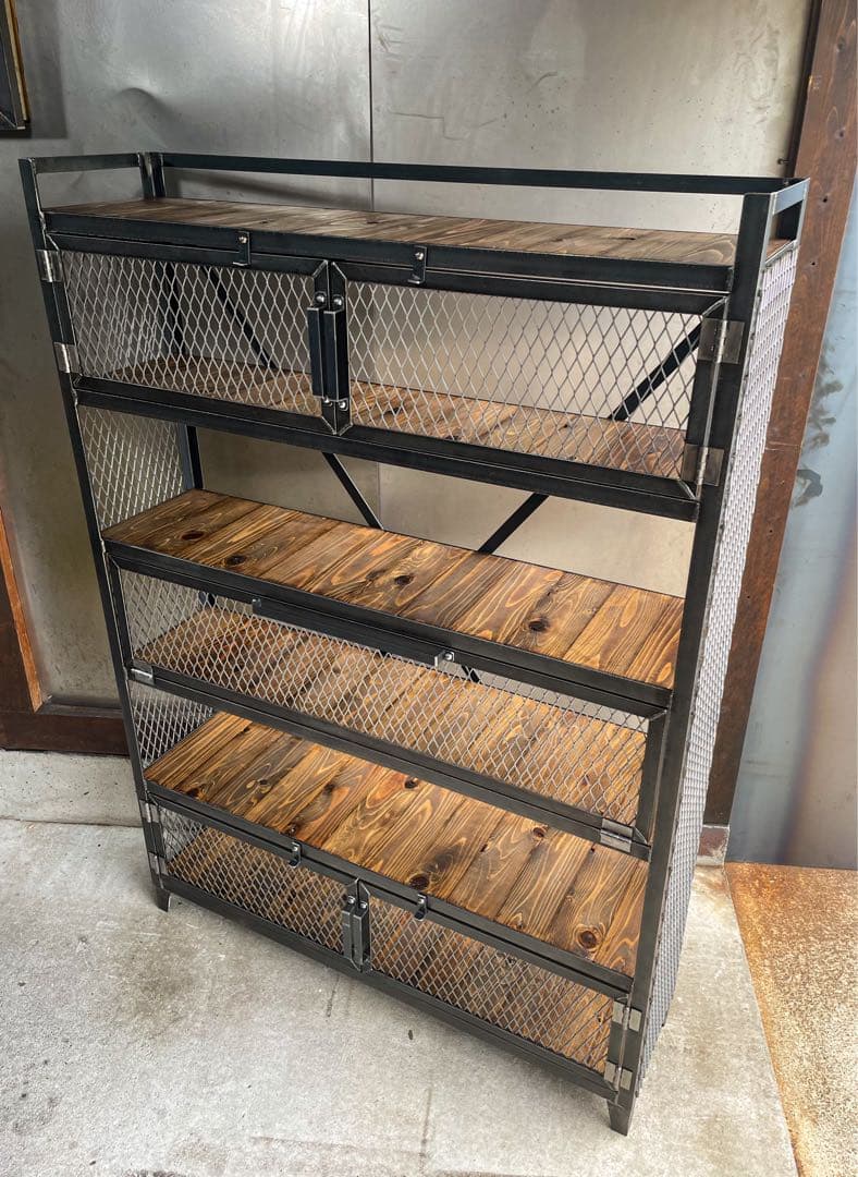 アイアンシェルフB［ワイド］ アイアン家具　キャビネット　コレクションケース