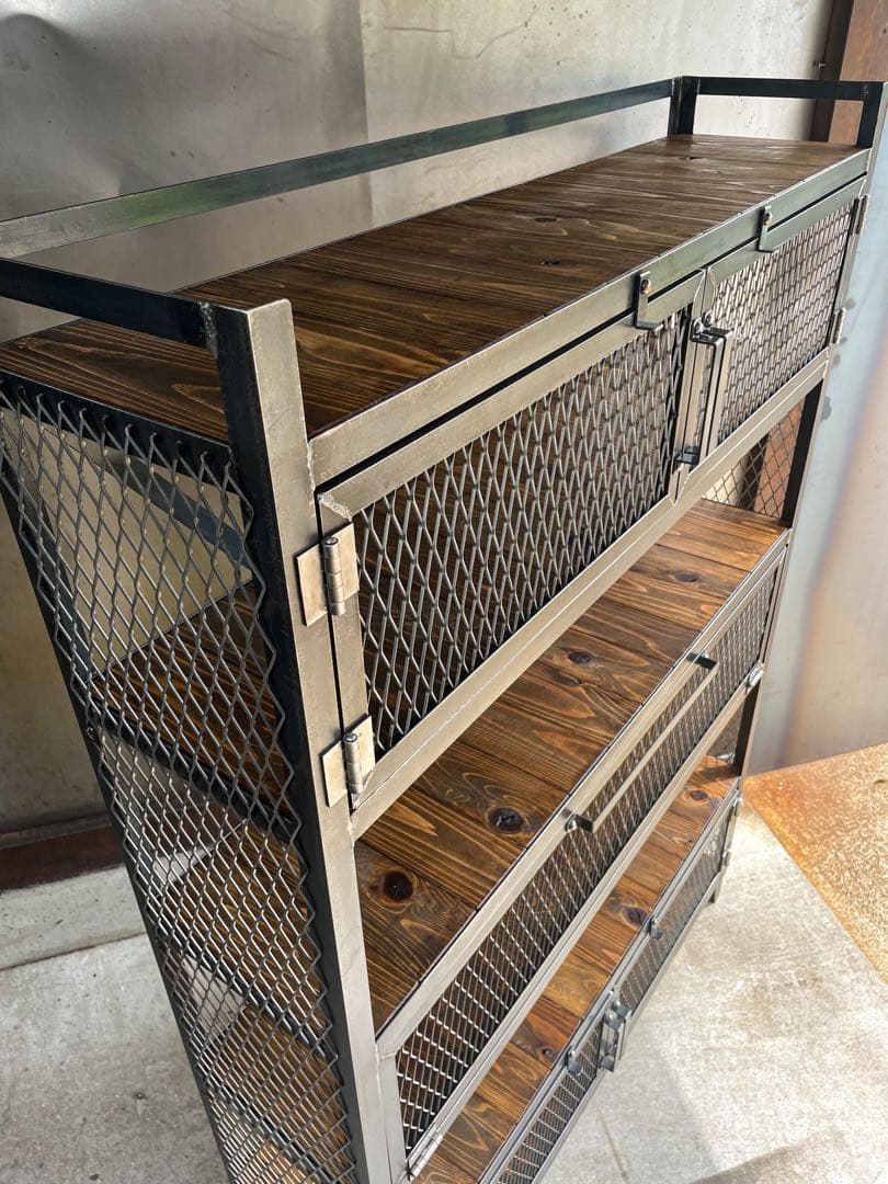 アイアンシェルフB［ワイド］ アイアン家具　キャビネット　コレクションケース