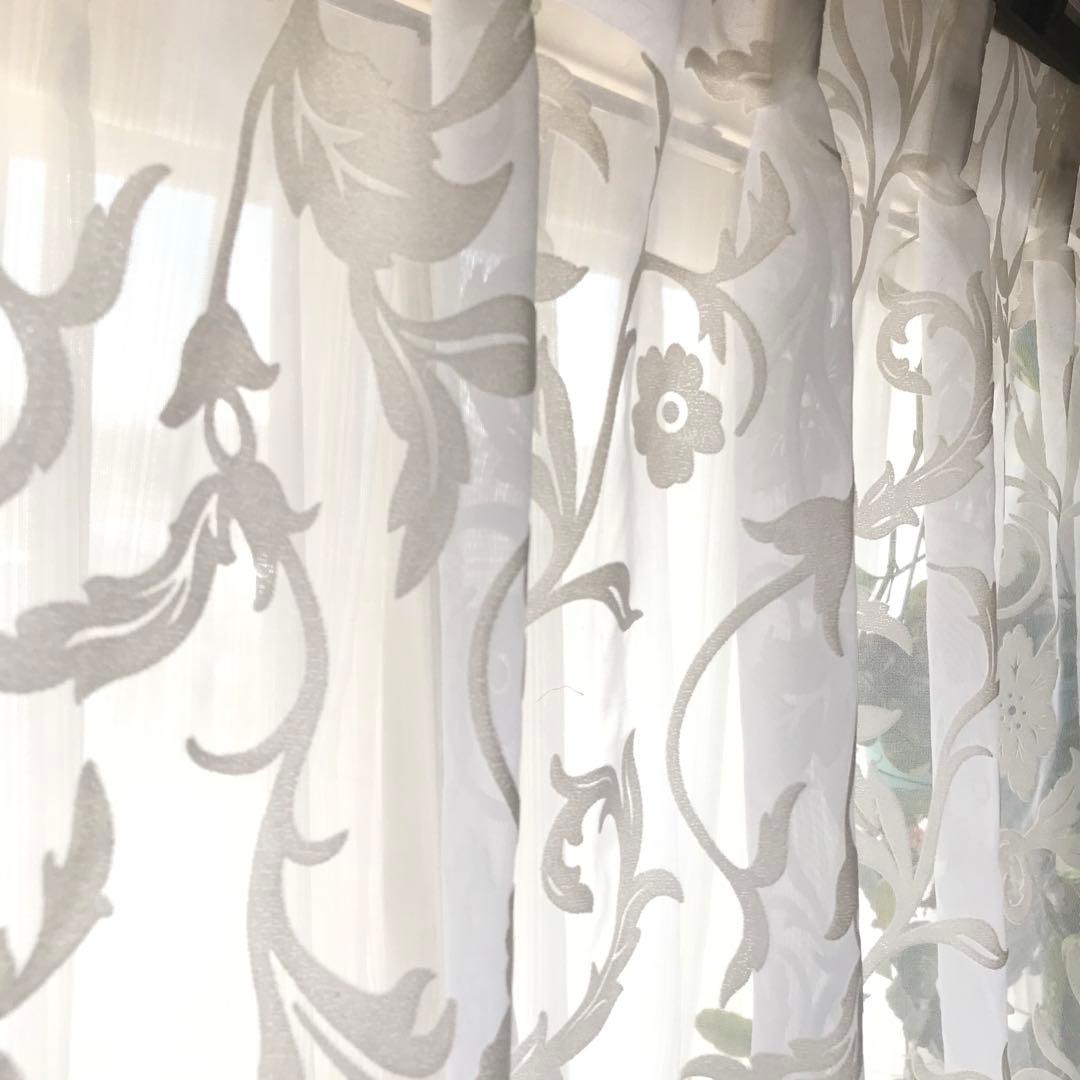 レースカーテン　幅200cm×丈198cm2枚 花柄