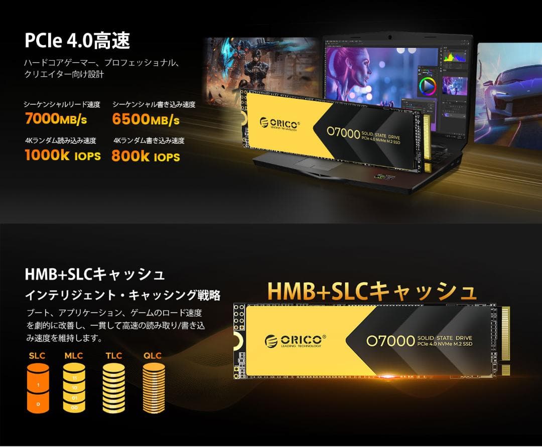 新品未開封　2TB PCIe 4.0 NVMe M.2 SSD　外付けケース付き