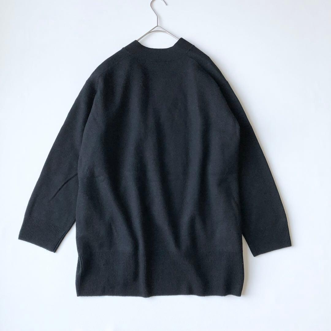 2762y美品カレンソロジー 24AW アッシュクウール金ボタンカーディガン 黒