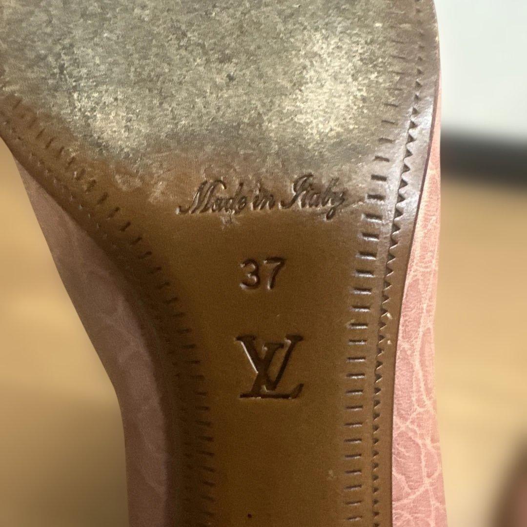 た*き様 LOUIS VUITTON ピンク レザー ブーティ　ヒール　37