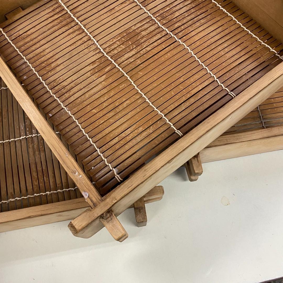 菓子屋用中古品　角蒸し蒸篭（せいろ）　蒸篭3枚＋木蓋　おまけで竹すだれ3枚