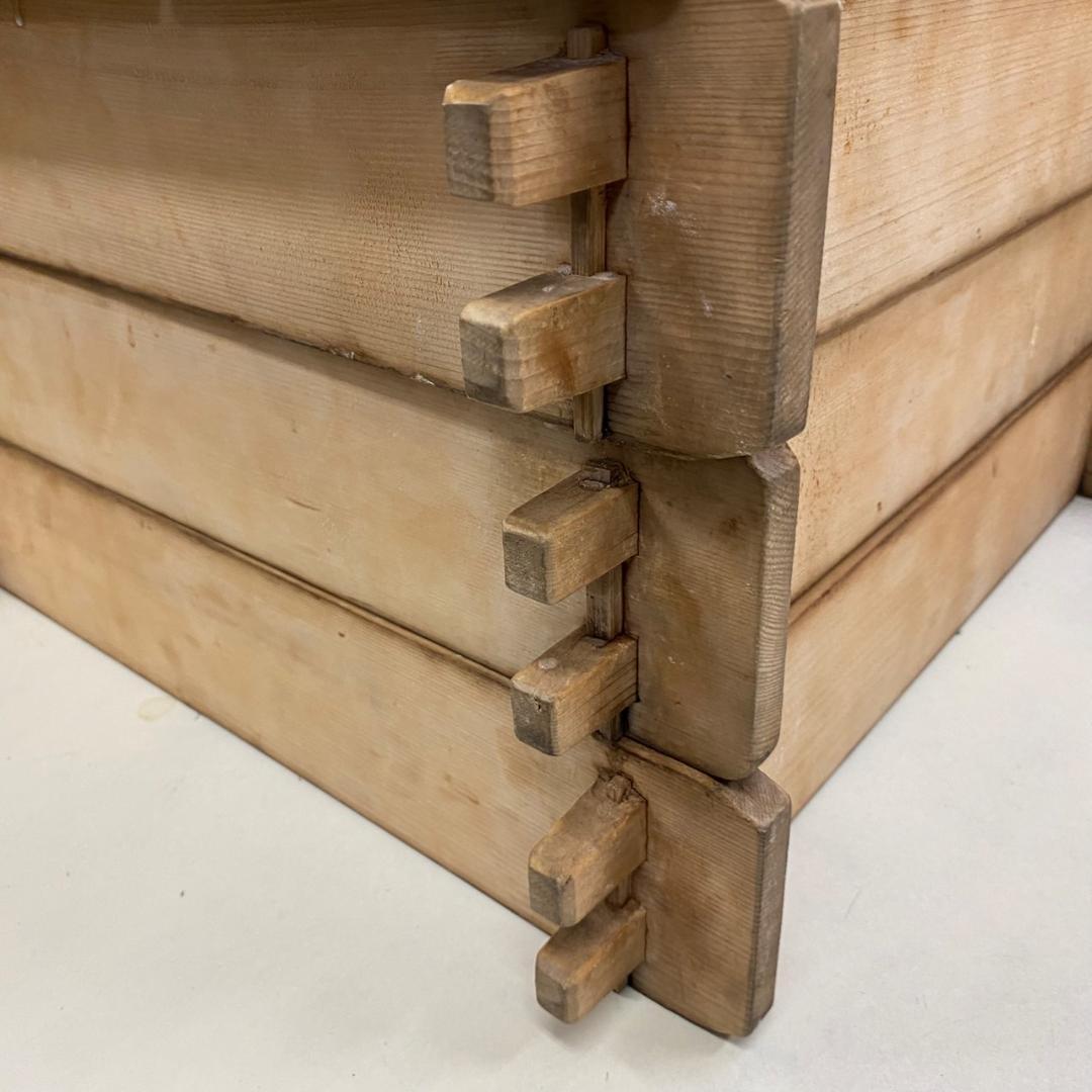 菓子屋用中古品　角蒸し蒸篭（せいろ）　蒸篭3枚＋木蓋　おまけで竹すだれ3枚