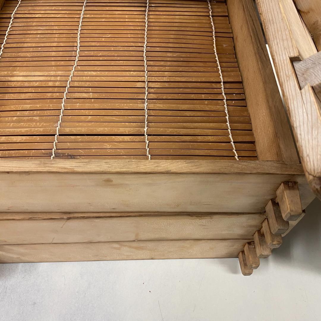 菓子屋用中古品　角蒸し蒸篭（せいろ）　蒸篭3枚＋木蓋　おまけで竹すだれ3枚