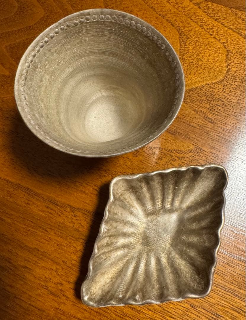 【匿名配送】松本美弥子さん器★銀彩★2個セット