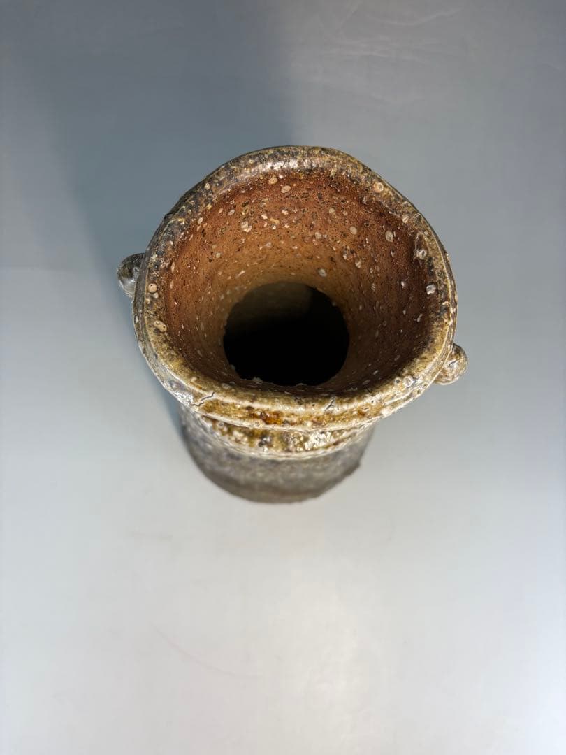 【中古品】楽山造　信楽焼花入