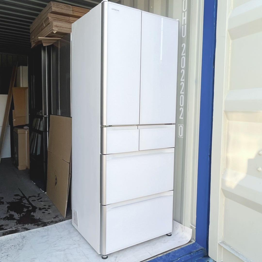 取付無料！日立真空チルド搭載自動製氷付きおしゃれホワイト6ドア冷蔵庫！洗濯機