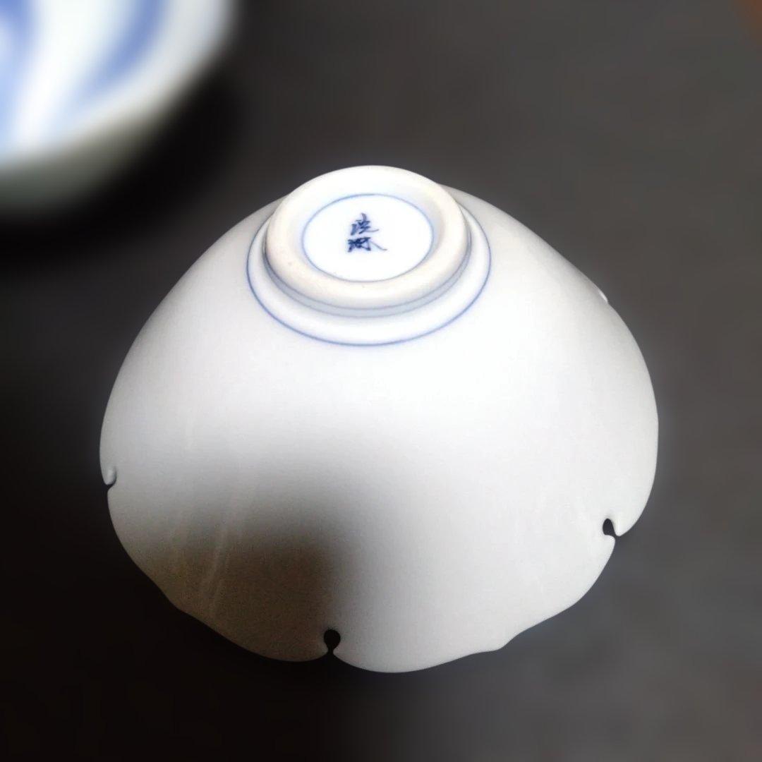 新品 波佐見焼 光琳窯 雪輪型内流水小鉢5個　銘々皿　煮物碗
