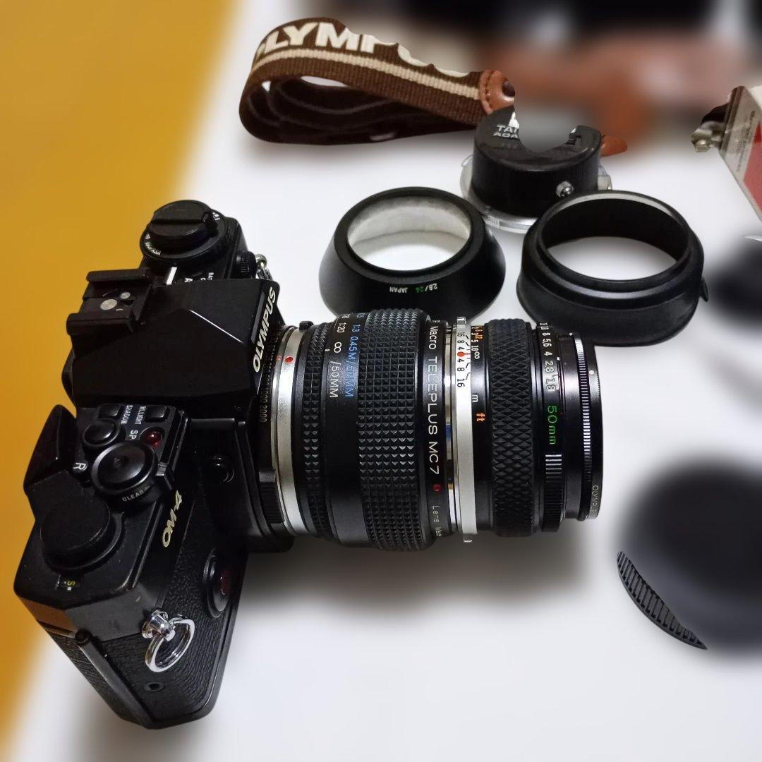 フィルムカメラ Olympus OM-4+ Auto- 50 f1.8+teleplus MC7