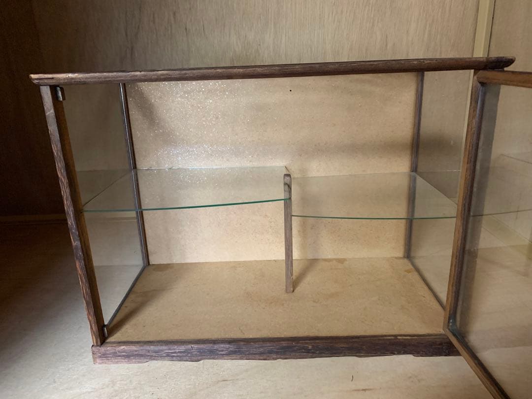 【昭和レトロ】木製 ガラス棚　飾り棚