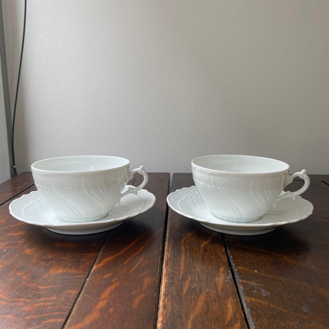 希少レアサイズ！リチャードジノリ　ベッキオホワイト　ティー兼用スープカップ　ペア