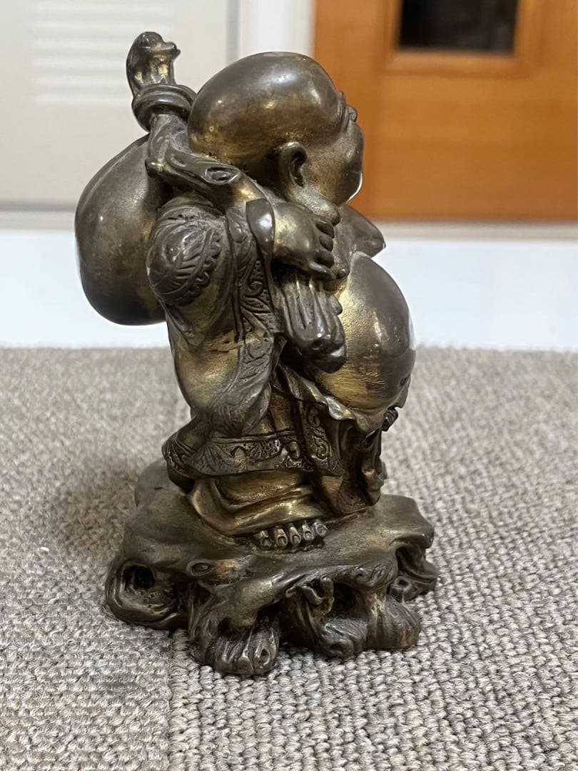 中国美術 布袋様　真鍮骨董　銅製唐物　七福神　大　縁起