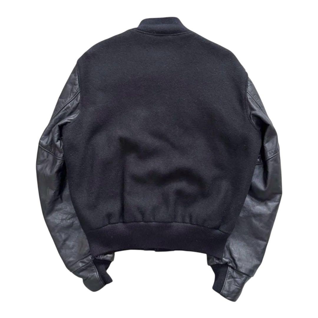 80s 70s golden bear レザースタジャン オールブラック 無地