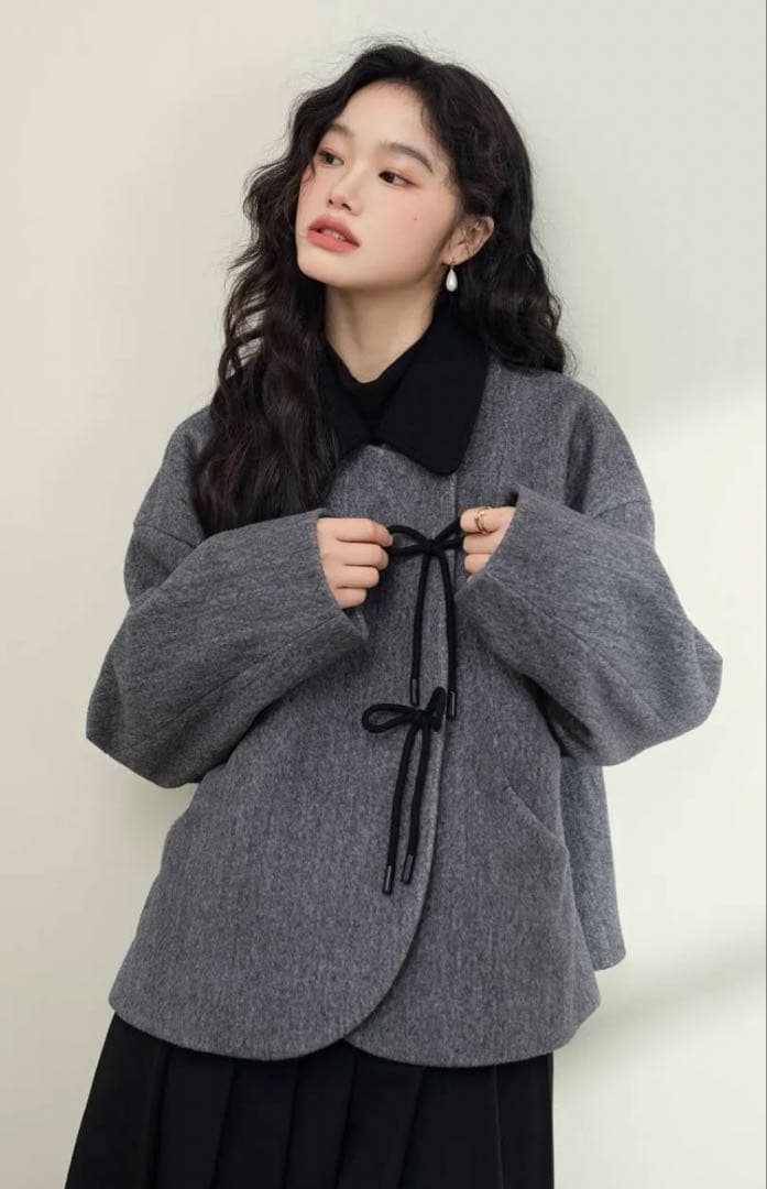 KUOSE リボンウールコート