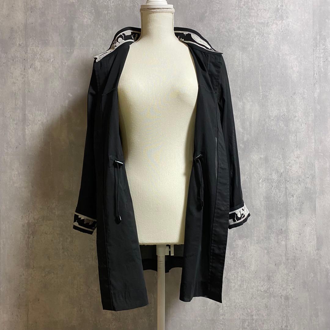 LEONARD SPORT スタンドカラー コート シアー素材 黒 L