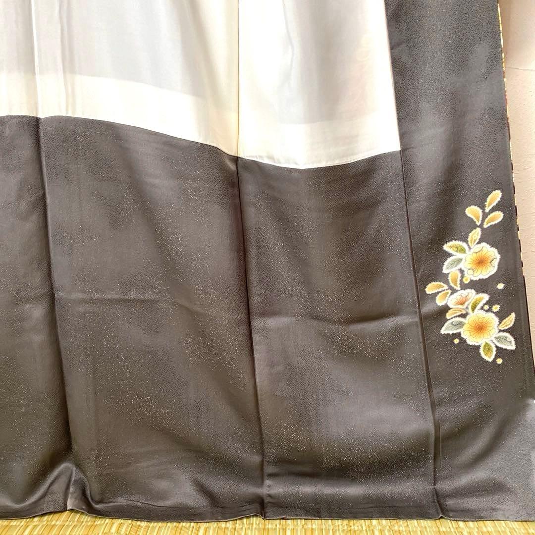 着物-辻が花着物61【未使用・しつけ付き】辻が花の訪問着 正絹 グレー系 高級品