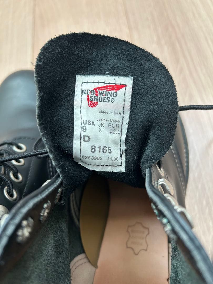 レッドウィング（USA 9）黒レザー ハイカットブーツ