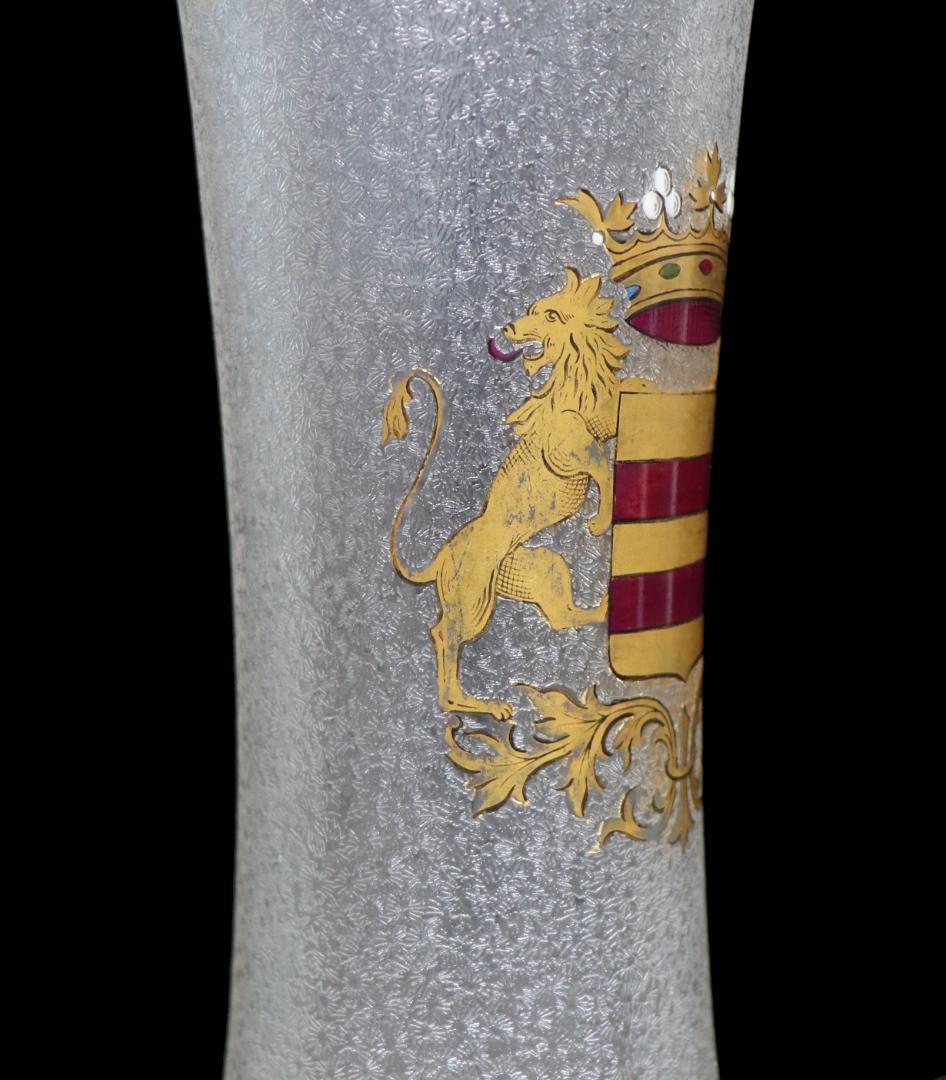 オールド・バカラ 最高級 1900年 獅子の紋章金彩エナメル 25cm 大型花瓶