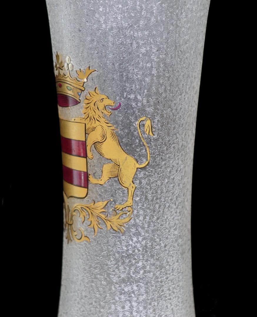 オールド・バカラ 最高級 1900年 獅子の紋章金彩エナメル 25cm 大型花瓶