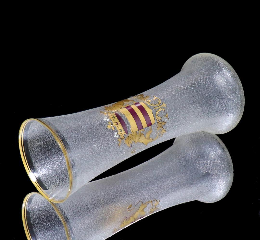 オールド・バカラ 最高級 1900年 獅子の紋章金彩エナメル 25cm 大型花瓶