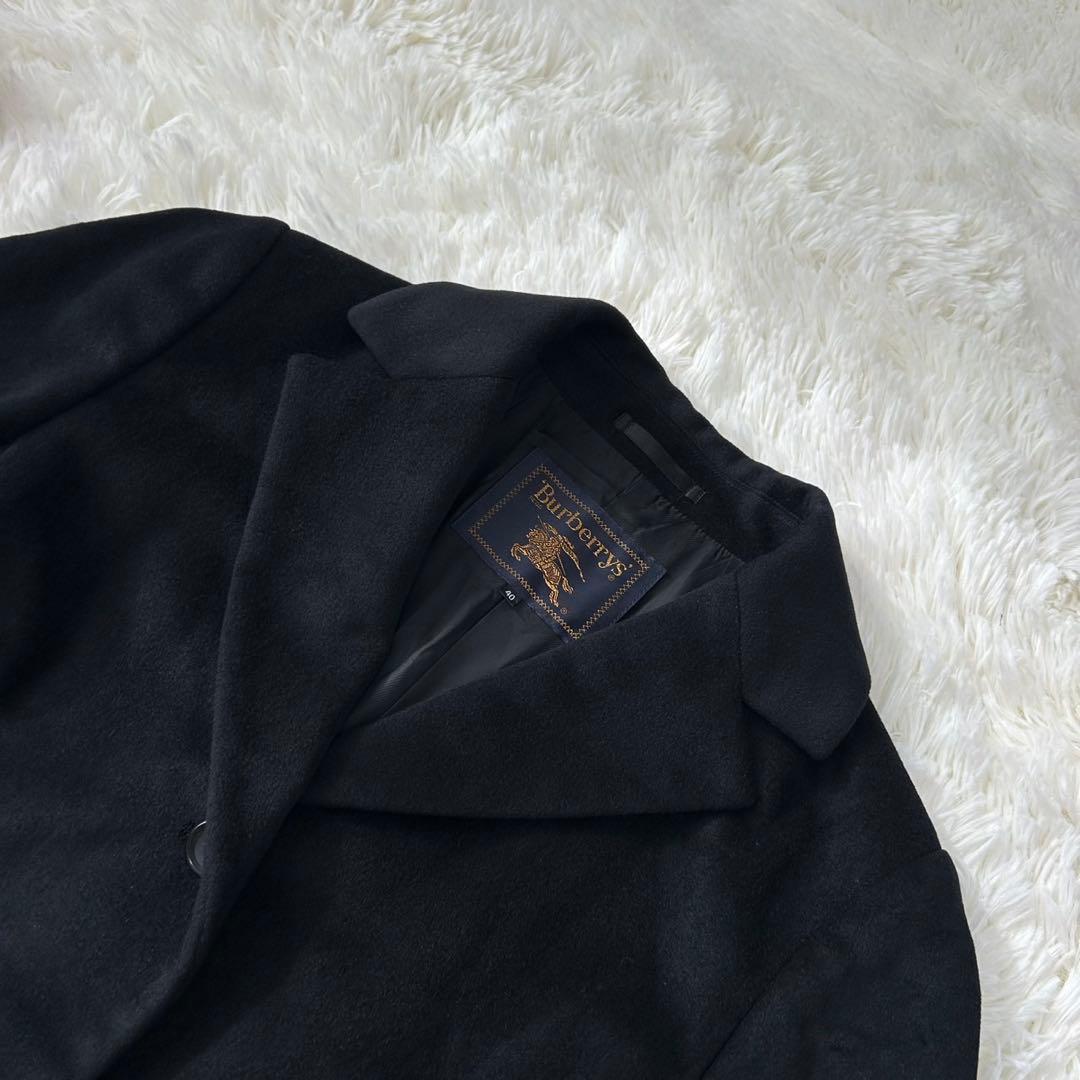 【極美品/L】バーバリー チェスターコート アウター アンゴラ混 Aライン 黒