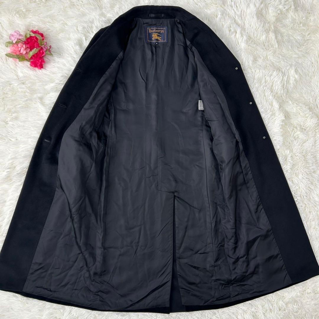 【極美品/L】バーバリー チェスターコート アウター アンゴラ混 Aライン 黒