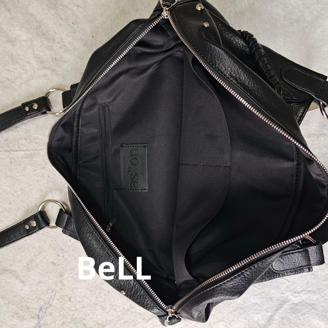 as\"on ason トートバッグ 2way レディース 黒 人気 Lサイズ