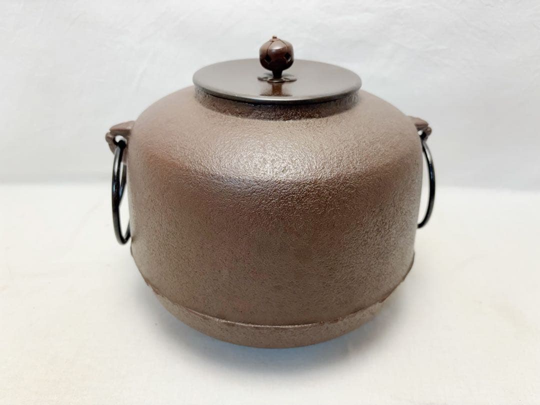 ほぼ未使用 茶道具 釜師 菊地政光造 浜松 真形釜 釜印 釜鐶付 共箱