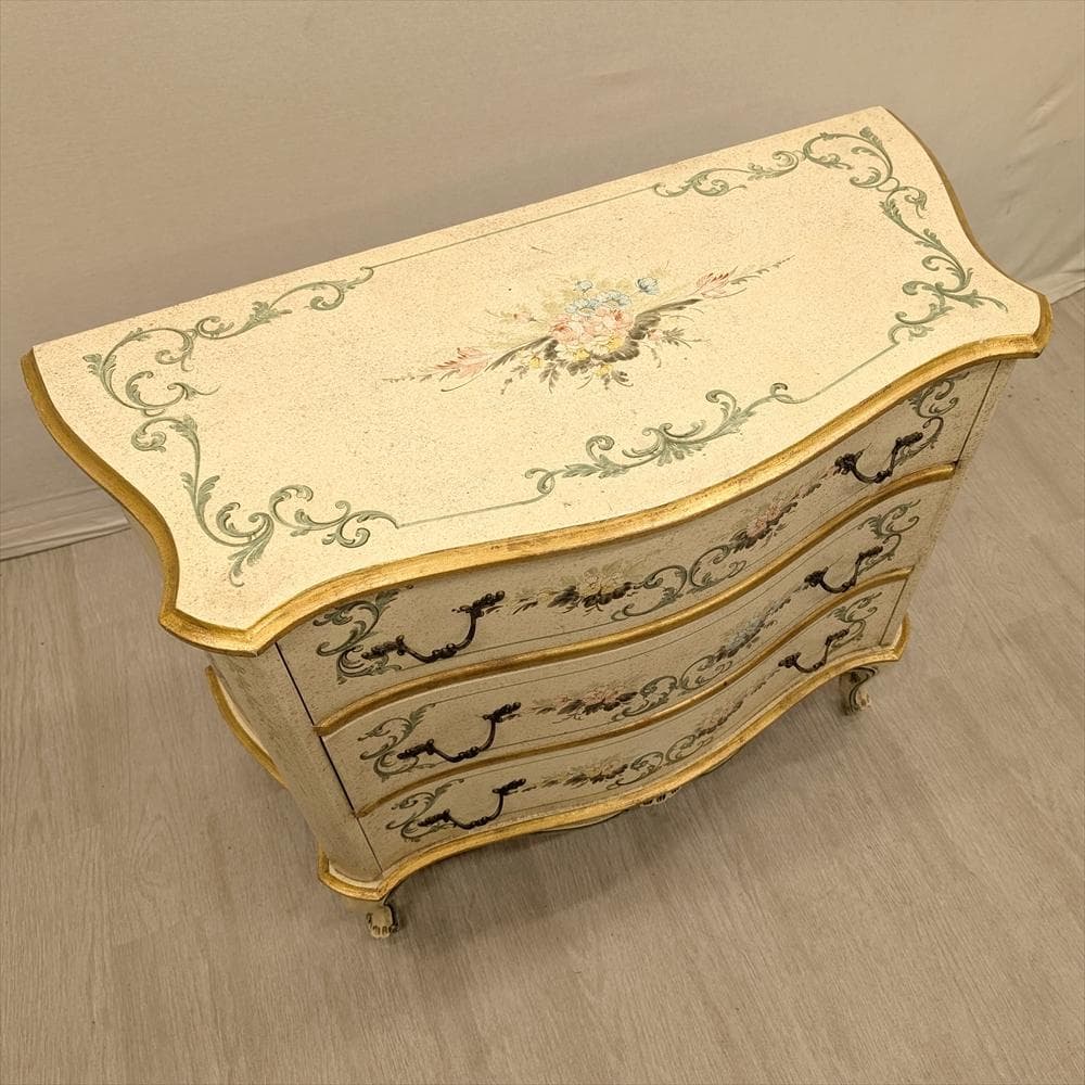 イタリア製　猫脚　リビングチェスト　ドロワー　チェスト　タンス　ペイント　A