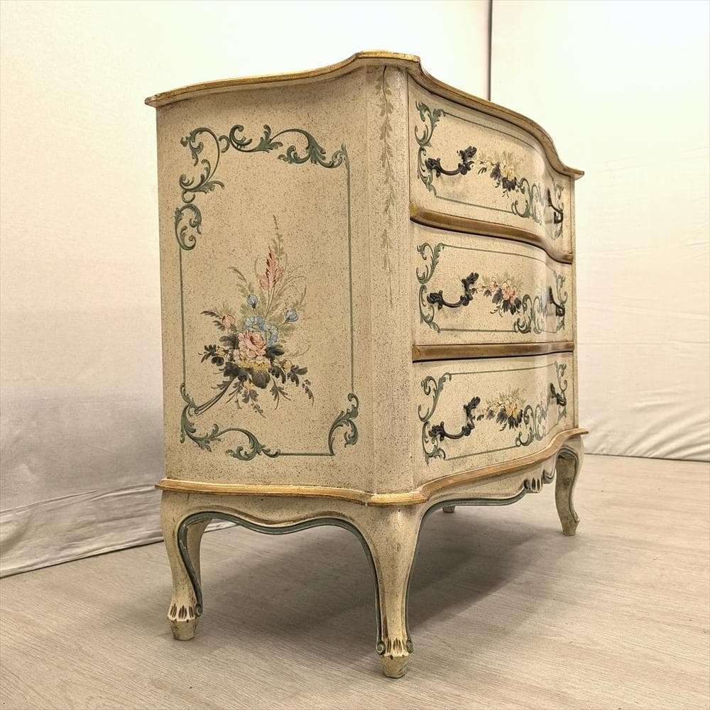 イタリア製　猫脚　リビングチェスト　ドロワー　チェスト　タンス　ペイント　A