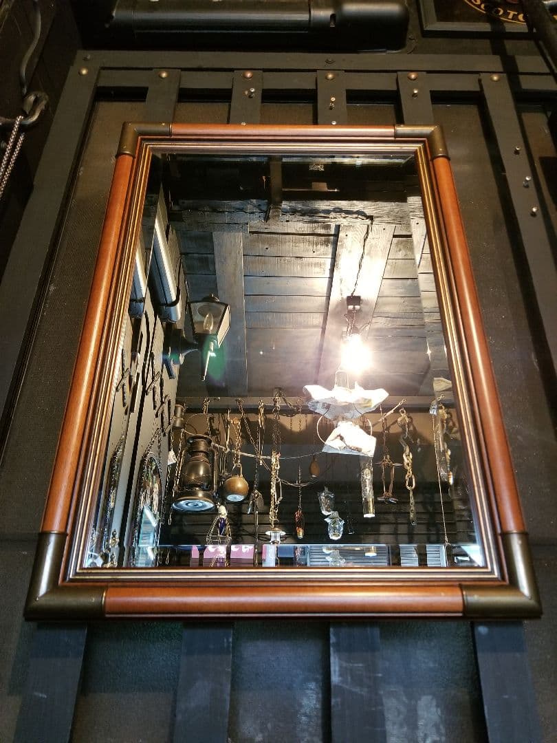 塩川光明堂　イタリア製　ヴィンテージ　真鍮　金具　トラッド　モダン　ミラー　鏡