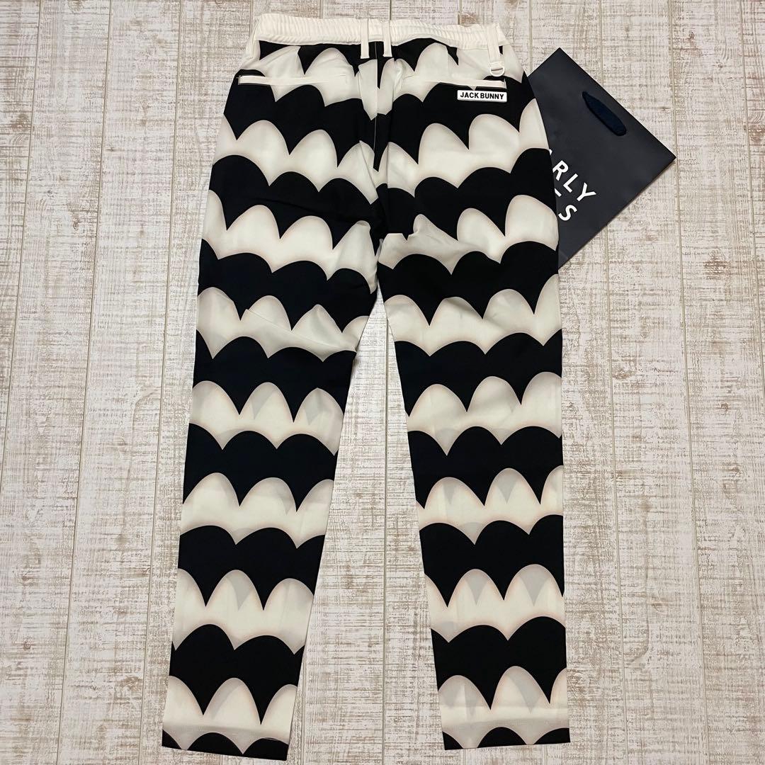新品 ジャックバニー ロングパンツ 波柄 白ブラック Mサイズ（4）
