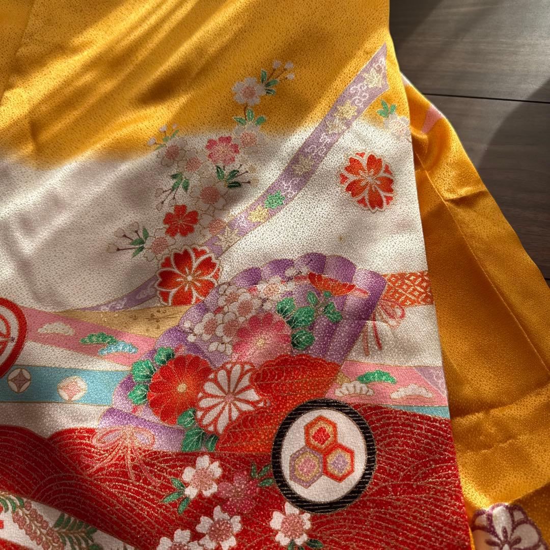 七五三　七歳　フルセット　山吹色　アンティーク