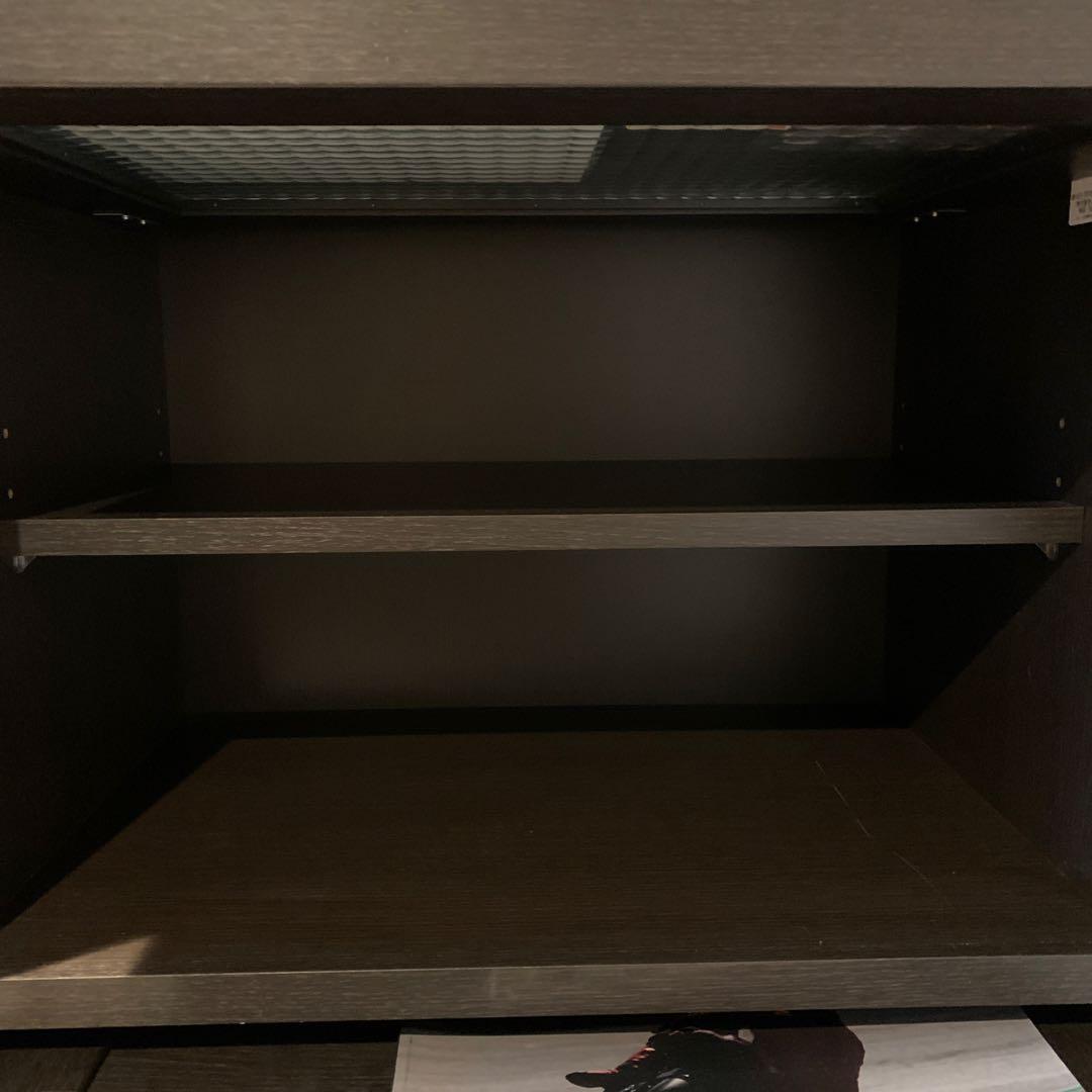 ダークブラウンオープンシェルフ 引き出し付き