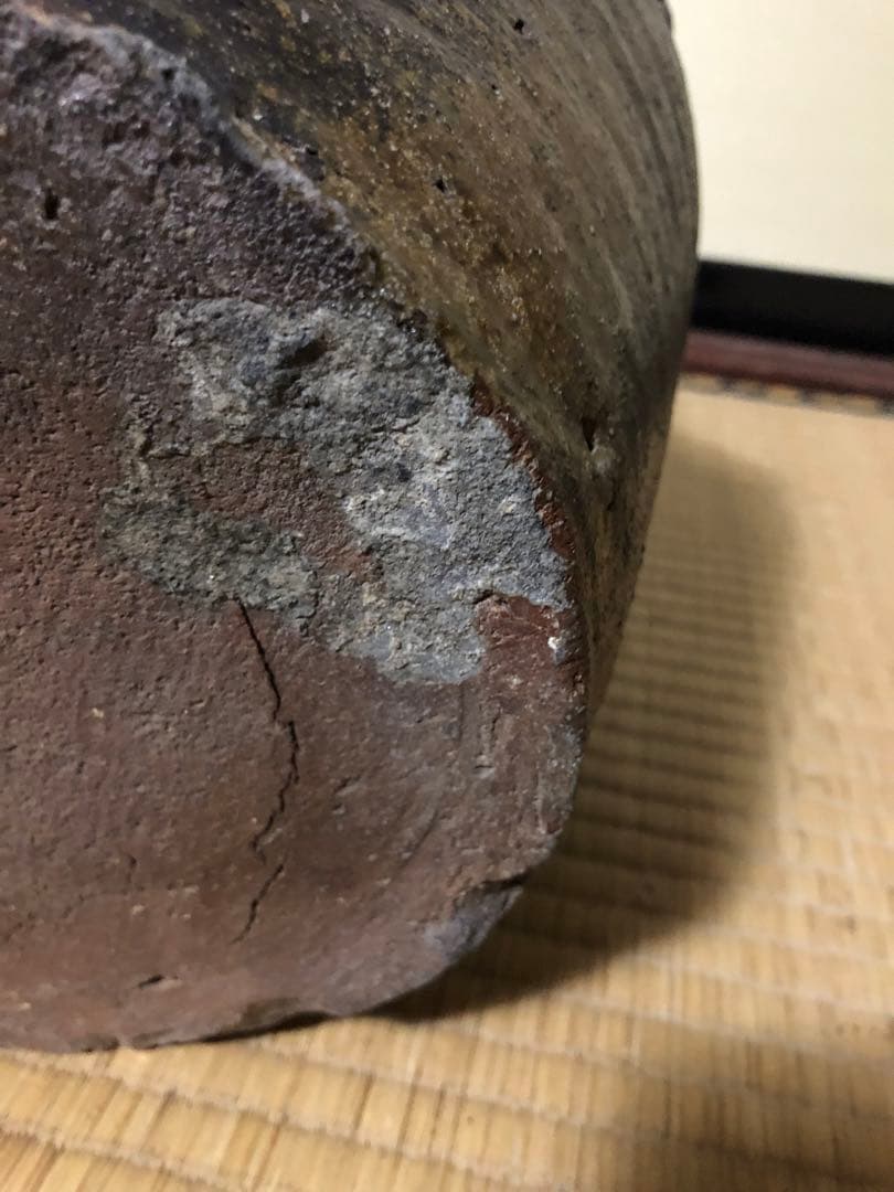 どっしり迫力ある時代物の越前焼きのニ耳種壺検古民具古道具骨董民芸花器