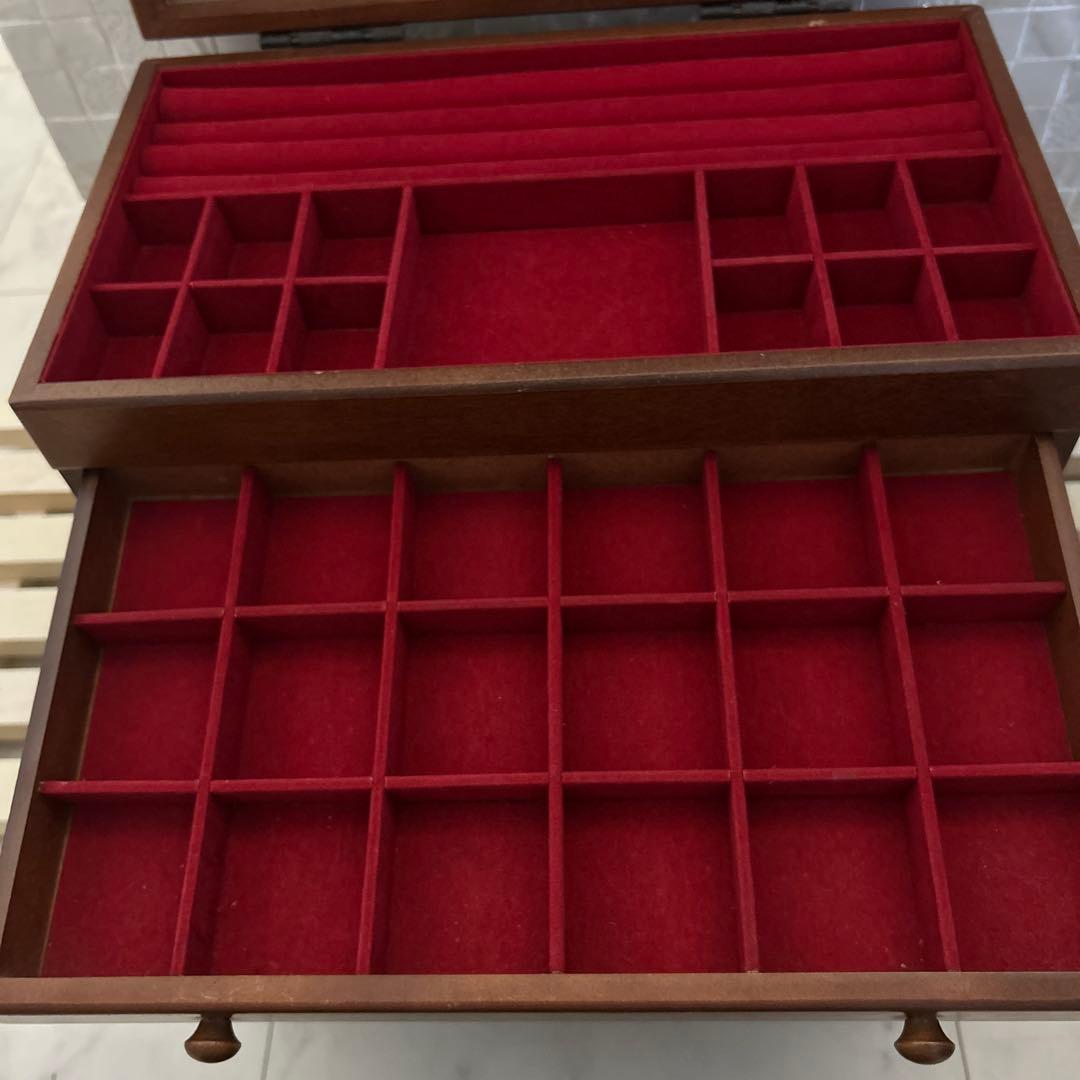 専用 木製アクセサリーケース 4段 引き出し付き 宝石箱　ジュエリーケース　木製
