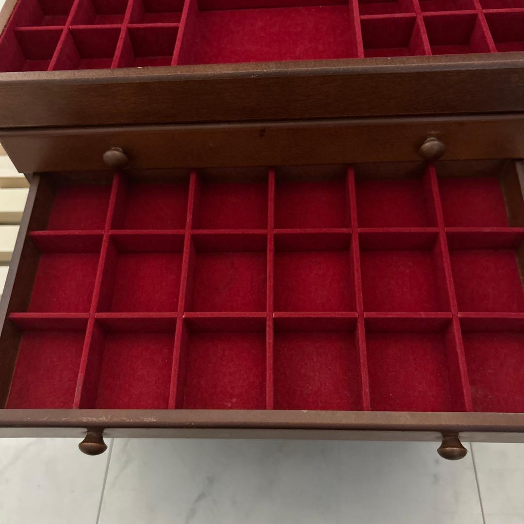 専用 木製アクセサリーケース 4段 引き出し付き 宝石箱　ジュエリーケース　木製