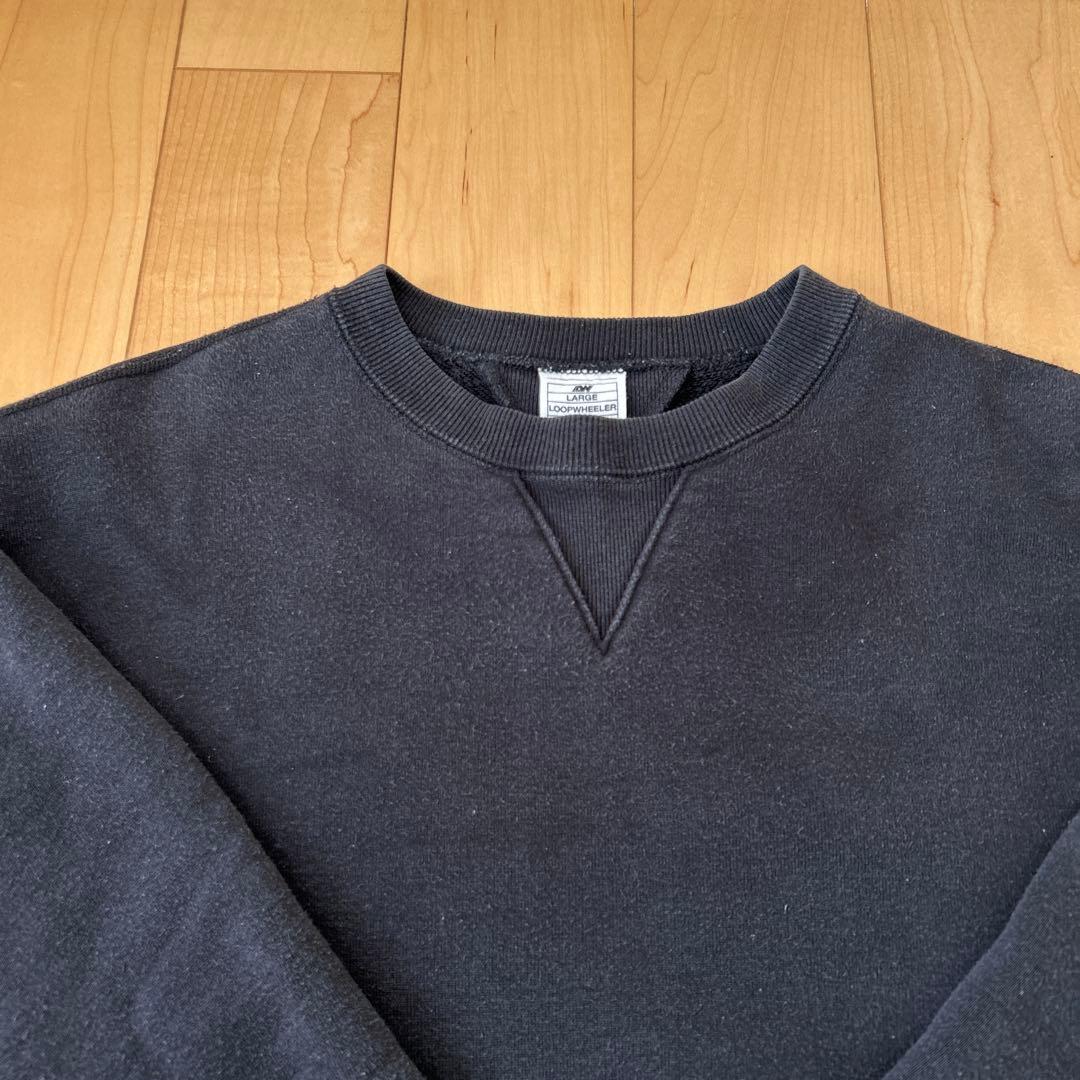 LOOPWHEELER LW01 丸胴吊り編みクルースウェット ブラック