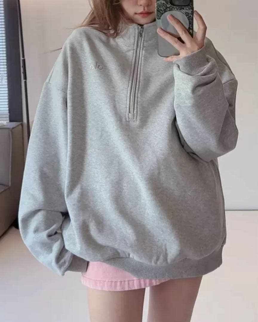 ALO YOGA ジップアップ トレーナー　スウェット　裏起毛　グレー