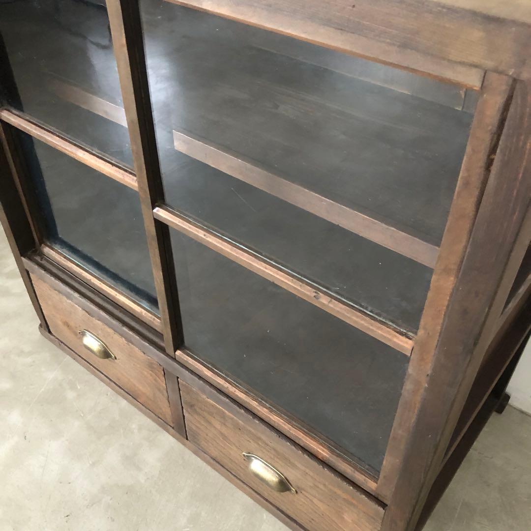 レトロ　アンティーク　古道具　古家具　古民家　ガラス棚　食器棚　箪笥　引き出し