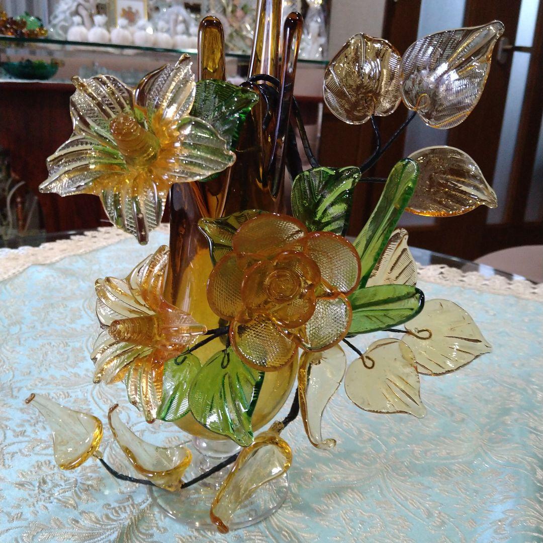 琉球ガラス　花瓶＆花