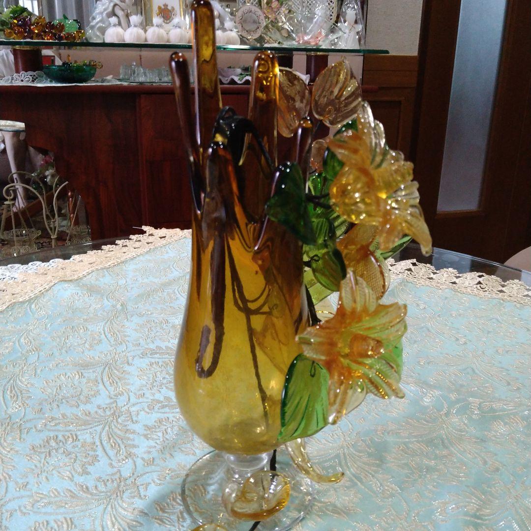 琉球ガラス　花瓶＆花