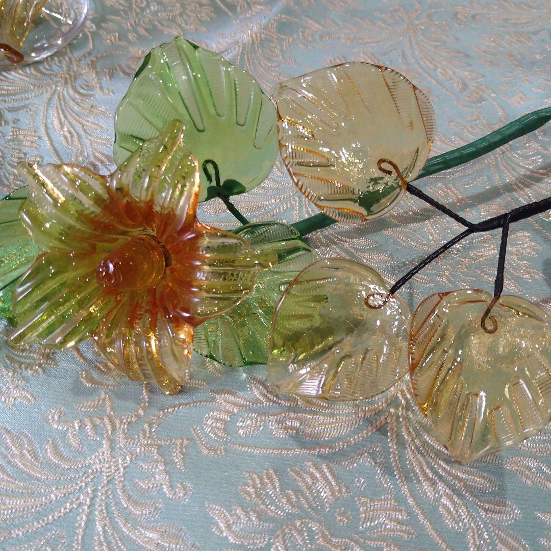 琉球ガラス　花瓶＆花